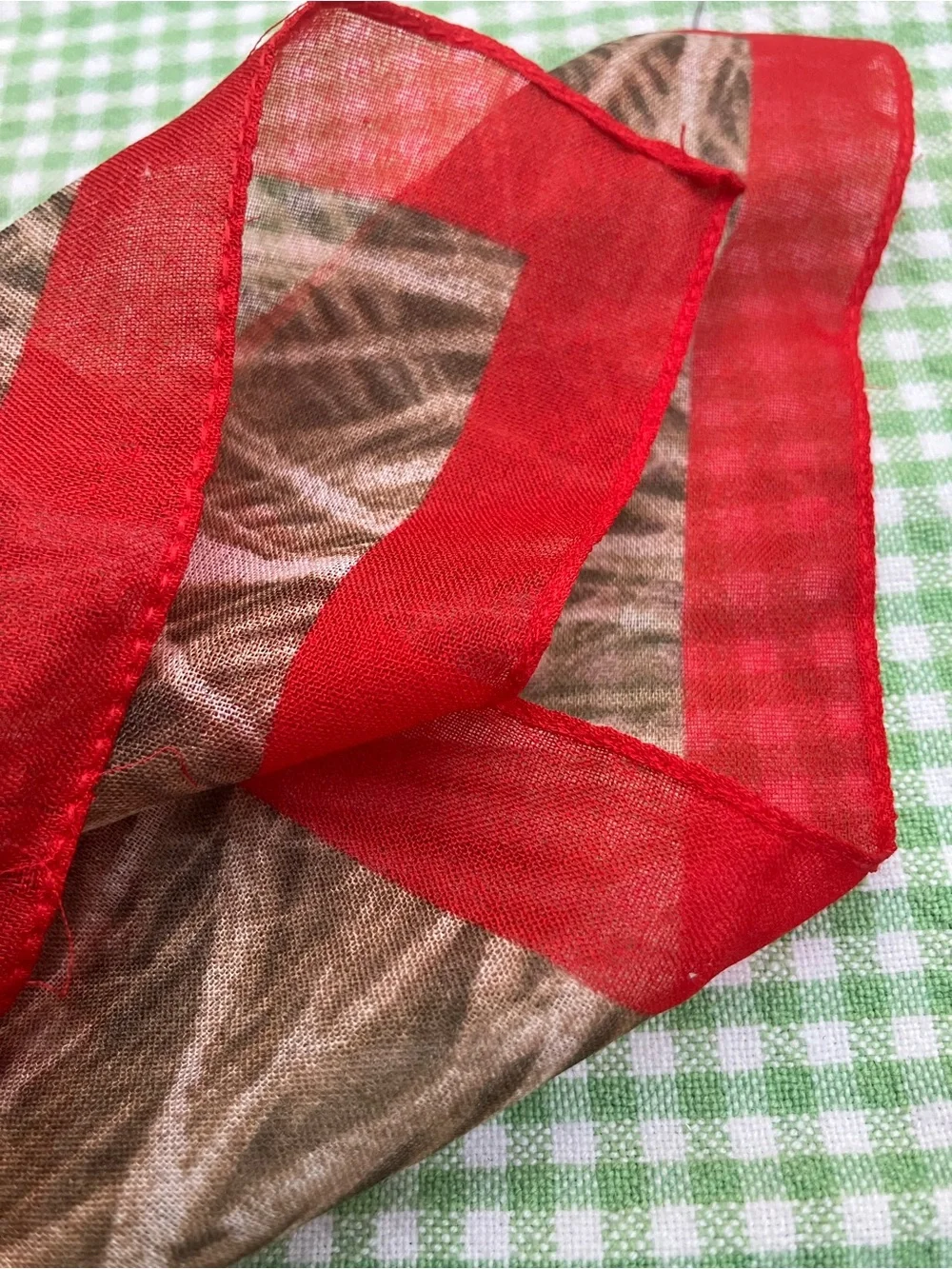 Lightweight scarf forest trees and red